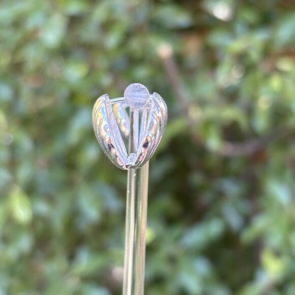 New Sterling Silver Scallop Shell Clip On Earrings Two-Piece 925 Hinged Design - Picture 5 of 11